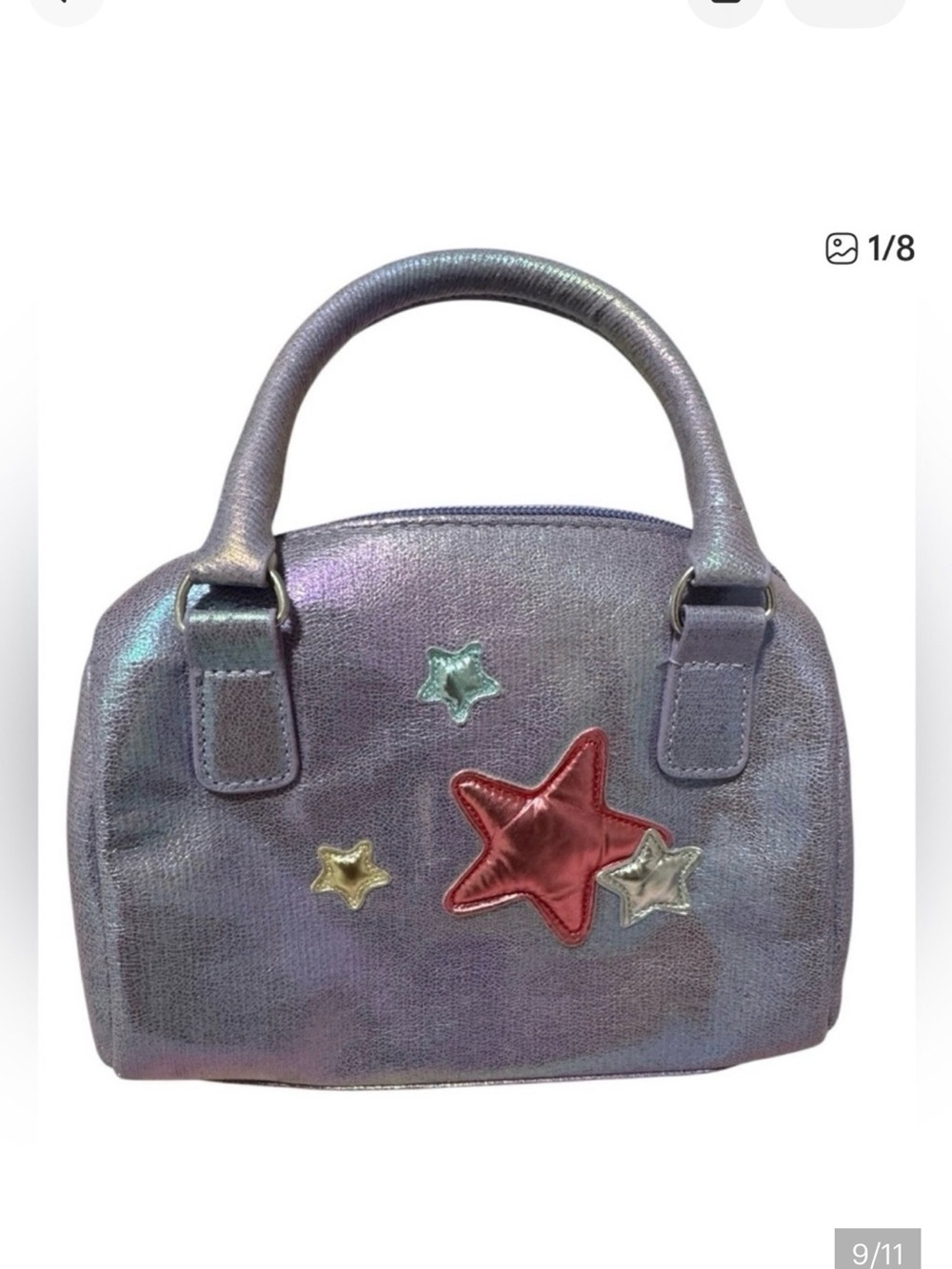 Toddler Girls Iridescent Star Mini Purse NWOT Purple Metallic Dress Up Handbag